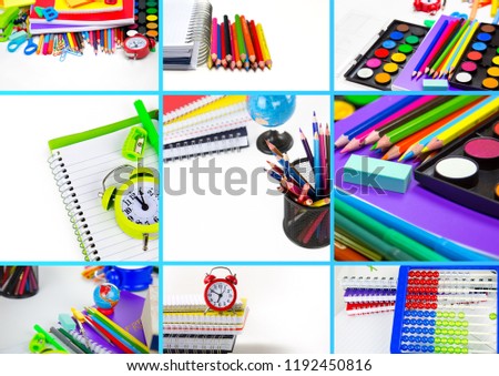 School Education Equipment Tools Collage