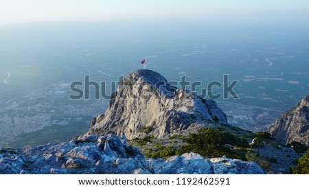 Manisa Turkey Spil Mountain and Flag Drone 