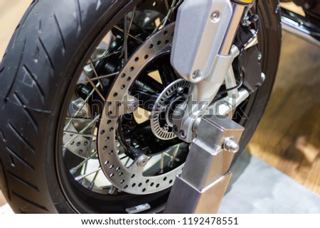 Close up - Detail Motorcycle brake disc is part of the motorcycle.