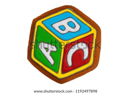 Gingerbread, cookies in the form of a cube with the letters ABC
