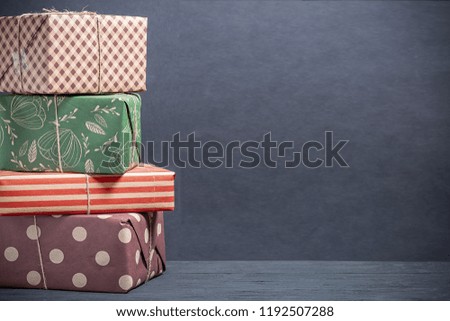 bright crafted gifts on a black background 