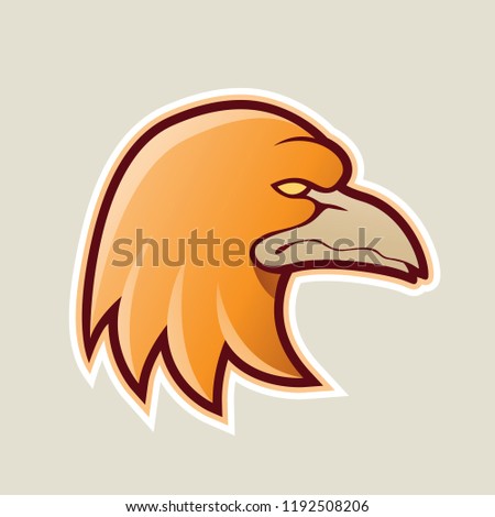 Vector Illustration of Orange Eagle Head Cartoon Icon isolated on a White Background