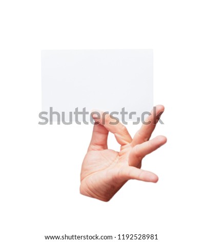 isolated male hand with an empty placard to plkace your concept