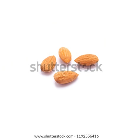 The best healthy food the almond isolated on white background. Almond seed.