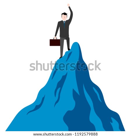Businessman with a suitcase on a mountain. Vector illustration design