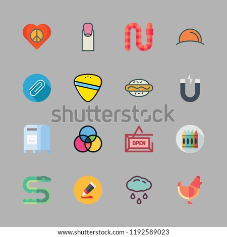 red icon set. vector set about snake, nail, guitar pick and hot dog icons set.