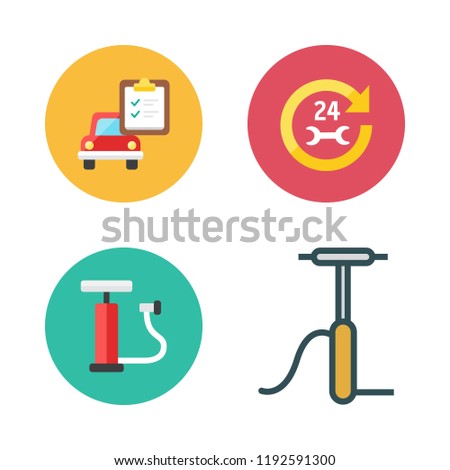 tyre icon set. vector set about car repair and air pump icons set.