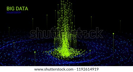 Fractal 3d Visualization. Digital Big Data Sorting. Cosmic Wave Illustration with Distortion and Movement. Vector Fractal Element. Analysis of Big Data Flow. Technology Background with Fractal System.