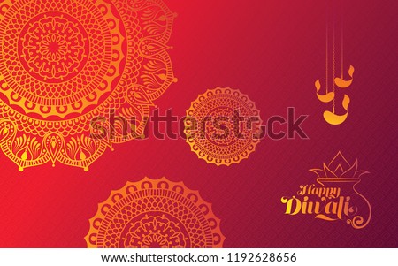Diwali Festival Background Round Floral Ornament - Diwali Background Template with Floral Ornet Royalty-Free Stock Photo #1192628656
