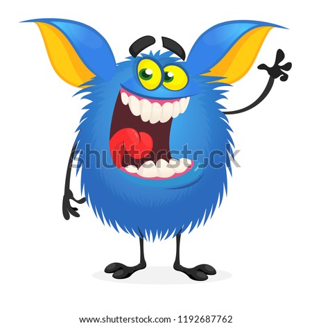 Mischievous cartoon monster character. Vector stock illustration