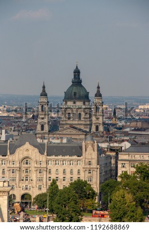 Panoramic picture from the Budapest Gellertberg towards the old town with the parliament.