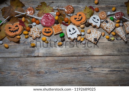 Background for Halloween on wooden boards