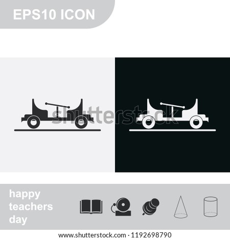 Draisine or rail vehicle flat black and white vector icon.