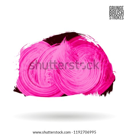Pink  brush stroke and texture. Grunge vector abstract hand - painted element. Underline and border design.