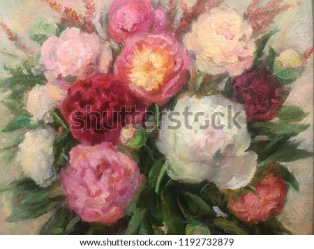 Bouquet of blossoming peony 