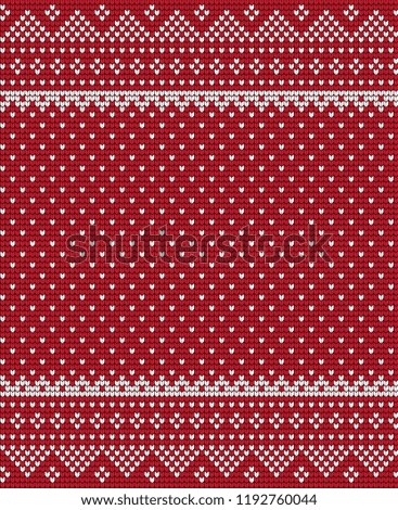 Knitted Christmas and New Year pattern Scandinavian style, illustration