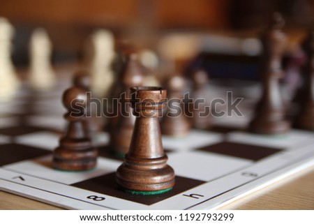 Game. Success. Sports. Chess financial business strategy concept. Chess board, Chess Pieces, Two Chess Teams