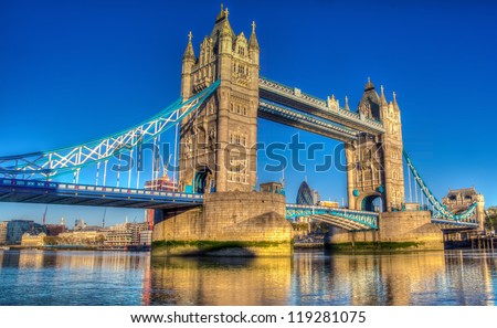Tower Bridge at sunrise HDR image