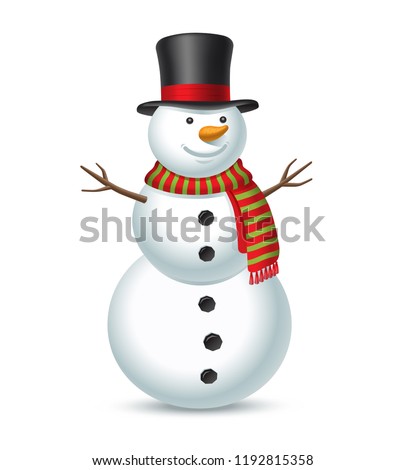 Snowman isolated on white background. Vector illustration Royalty-Free Stock Photo #1192815358