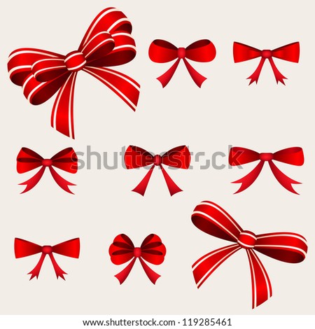 Collection of ribbon bows in vector