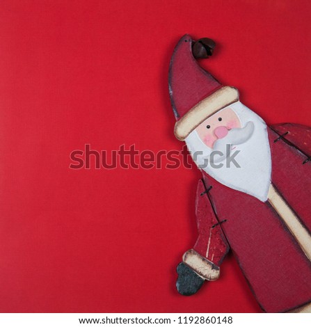 Christmas card on red with santa