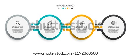 Vector Infographic label design template with icons and 4 options or steps.  Can be used for process diagram, presentations, workflow layout, banner, flow chart, info graph. Royalty-Free Stock Photo #1192868500