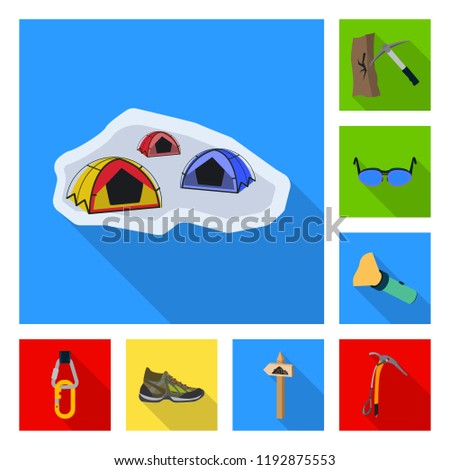 Isolated object of mountaineering and peak symbol. Collection of mountaineering and camp vector icon for stock.