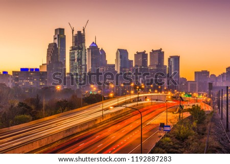 Philadelphia, Pennsylvania, USA Skyline and interstate.