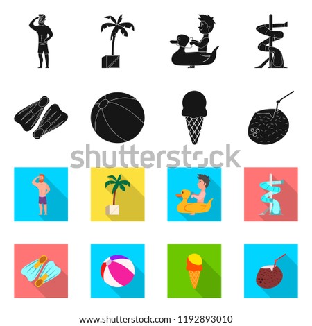 Isolated object of pool and swimming icon. Collection of pool and activity stock symbol for web.