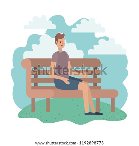 man sitting in park chair avatar character