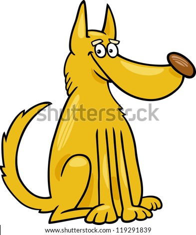 Cartoon Illustration of Funny Yellow Mongrel Dog
