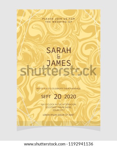 wedding invitation card template with marble texture background. wedding invitation. Save the date. Vector illustration.