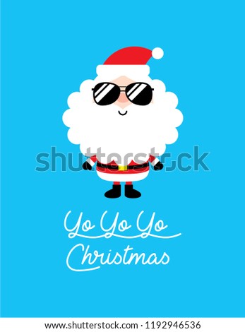 cute santa claus yoyoyo merry christmas greeting card vector