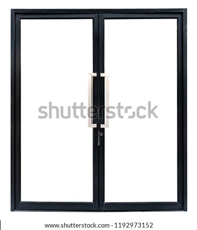 black aluminium double door isolated on white background,include clipping path Royalty-Free Stock Photo #1192973152