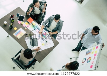 creativity brainstorm ideas concept with business partnet meeting workshop in conference room office background