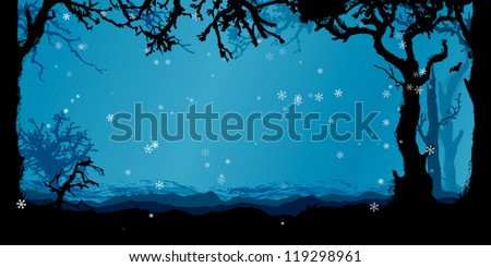Winter forest vector background