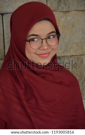 Portraiture of young Asian girl with multiple poses and cute expressions. hijab fashion