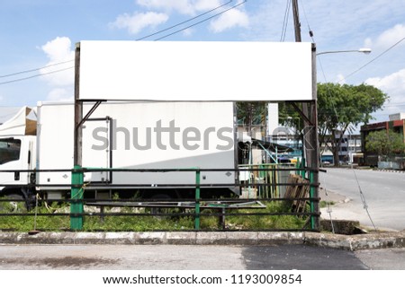 Blank Billboard Advertisement Large White Ad Isolated Above Roadside Truck Street Parking Lot Urban Town