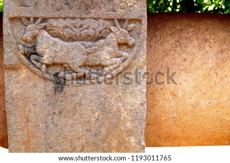 Beautifully sculptured wall column at Sanchi, India