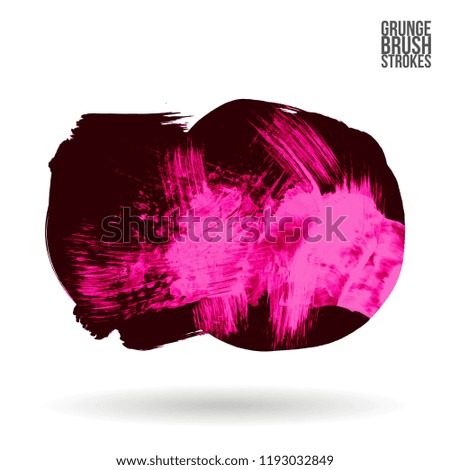 Pink brush stroke and texture. Grunge vector abstract hand - painted element. Underline and border design.