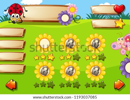 Cute insect game template illustration