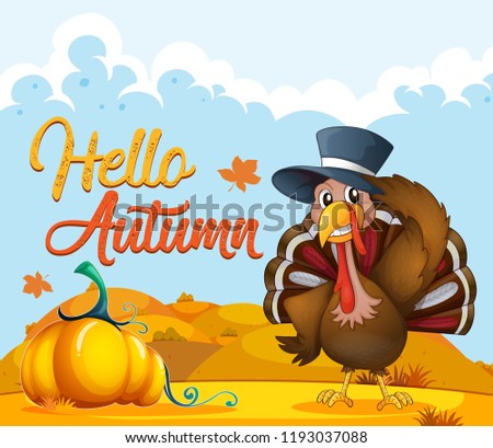 Turkey on autumn template illustration