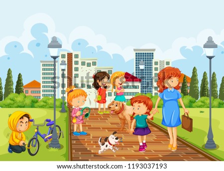 People at the park illustration