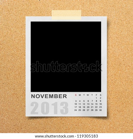 Calendar 2013 on blank photo background.