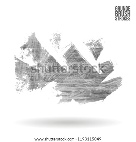Grey  brush stroke and texture. Grunge vector abstract hand - painted element. Underline and border design.