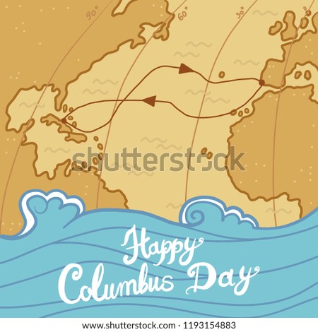 Columbus day concept background. Hand drawn illustration of columbus day vector concept background for web design