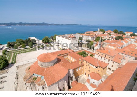 View on a city of Zadar, Croatia shot from the elevated position
