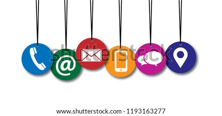 Contact us or call us symbols Social Media network icons for business communication Marketing chatting or messenger, mail, blog, chat, talk. Online or offline day. Service icon. Royalty-Free Stock Photo #1193163277