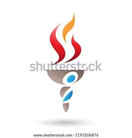 Vector Illustration of Red Fire and Torch isolated on a White Background
