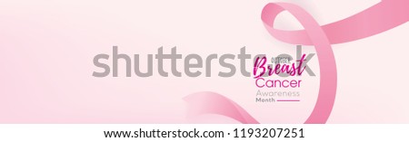 Breast cancer awareness campaign banner background with pink ribbon symbol and space for text